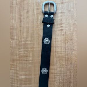 Indian Motorcycle Black Leather Belt with Silver Conchos